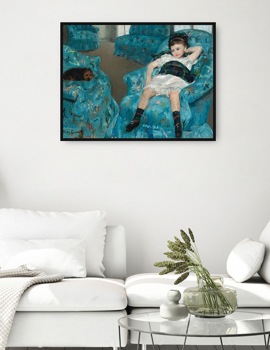 Cuadro decorativo Niña en un sillón azul técnica mixta Gente 4