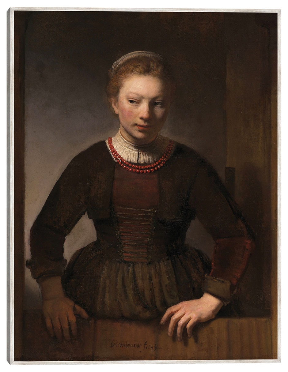 Cuadro decorativo Mujer Joven En Una Media Puerta Abierta (1645) técnica mixta Fotografía Cuadro decorativo Mujer Joven En Una Media Puerta Abierta (1645) técnica mixta Fotografía