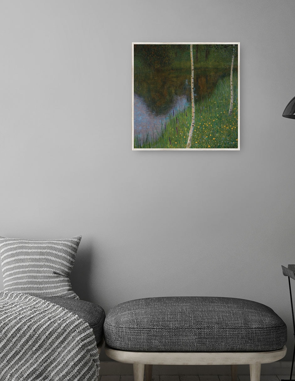 Cuadro decorativo A Orillas Del Lago Con Abedules técnica mixta Paisaje 4