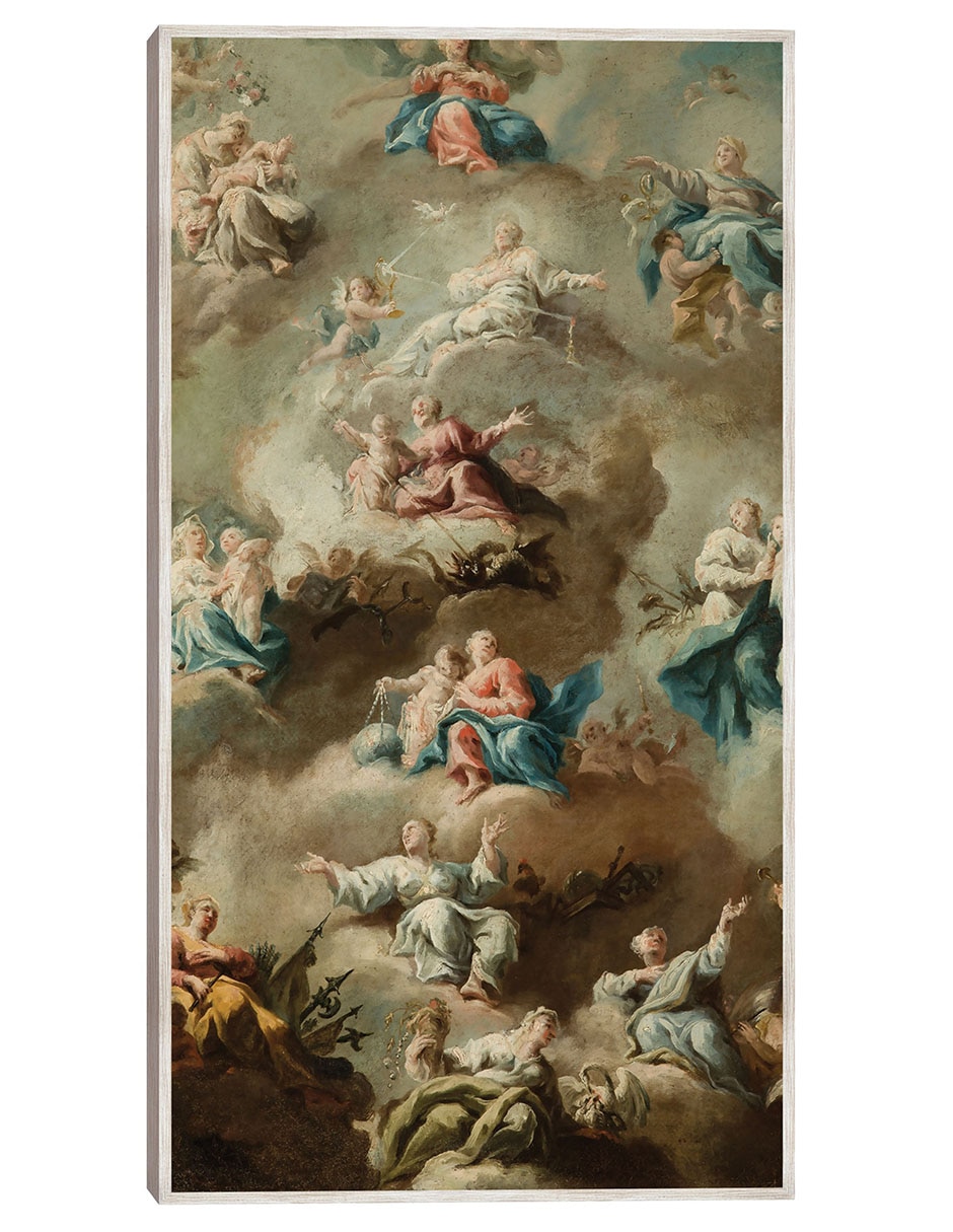 Cuadro decorativo Escena Religiosa Alegórica Con La Virgen María (Siglo XVIII) técnica mixta Ángeles