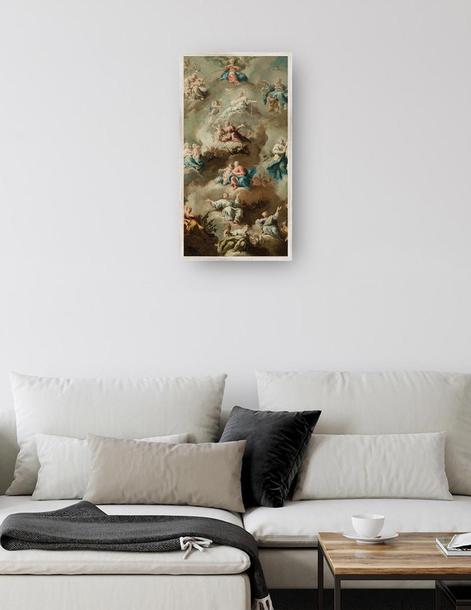 Cuadro decorativo Escena Religiosa Alegórica Con La Virgen María (Siglo XVIII) técnica mixta Ángeles 4