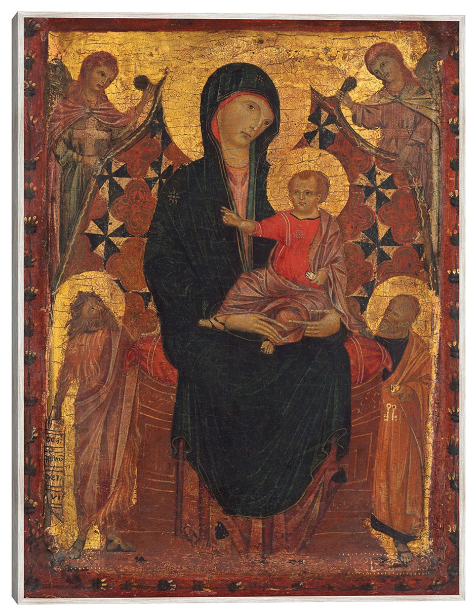 Cuadro decorativo La Virgen Y El Niño Con San Juan Bautista, San Pedro Y Dos Ángeles, C. 1290 técnica mixta Vírgenes