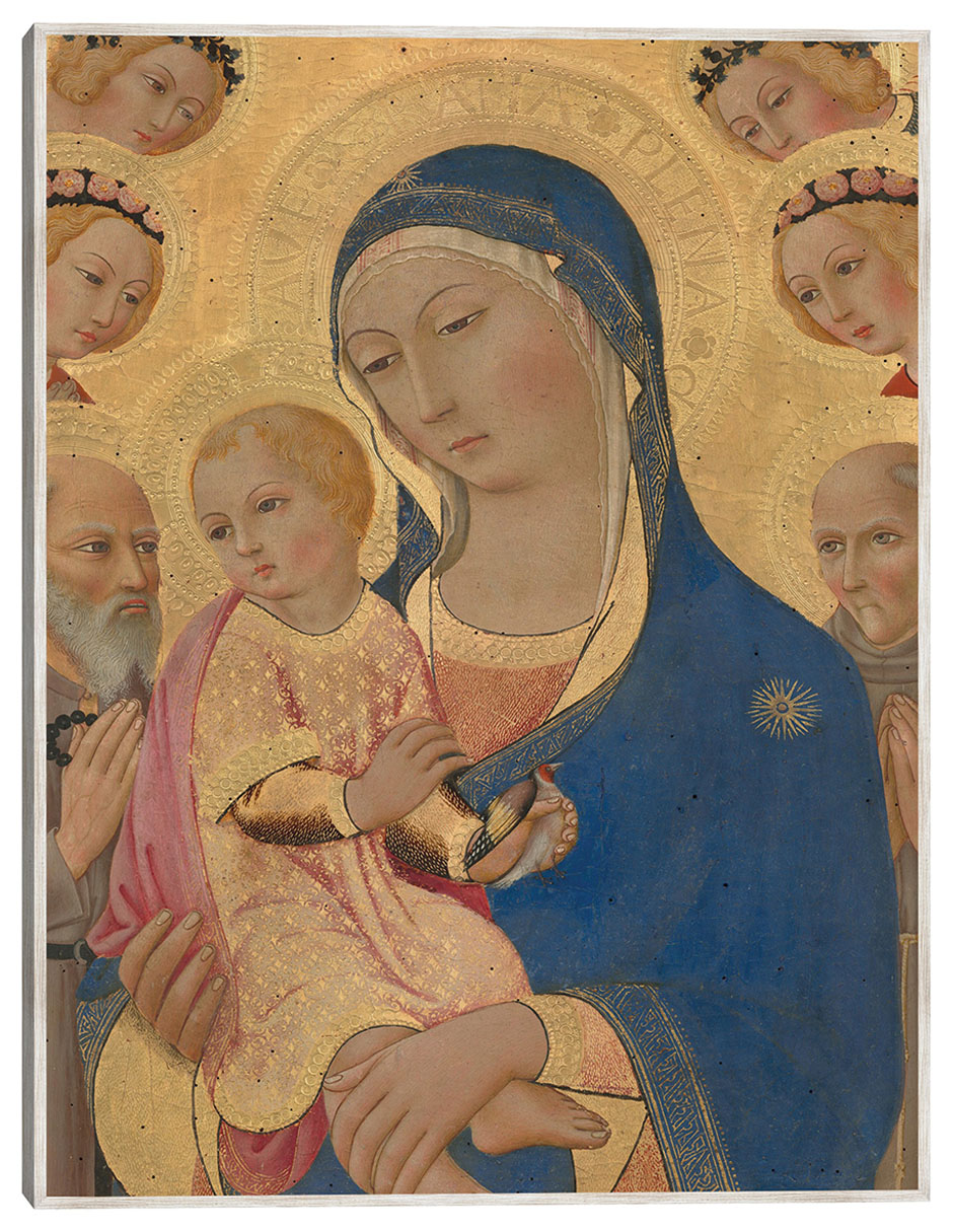 Cuadro decorativo La Virgen Y El Niño Con San Jerónimo, San Bernardino Y Ángeles C. 1460/1470 técnica mixta Vírgenes