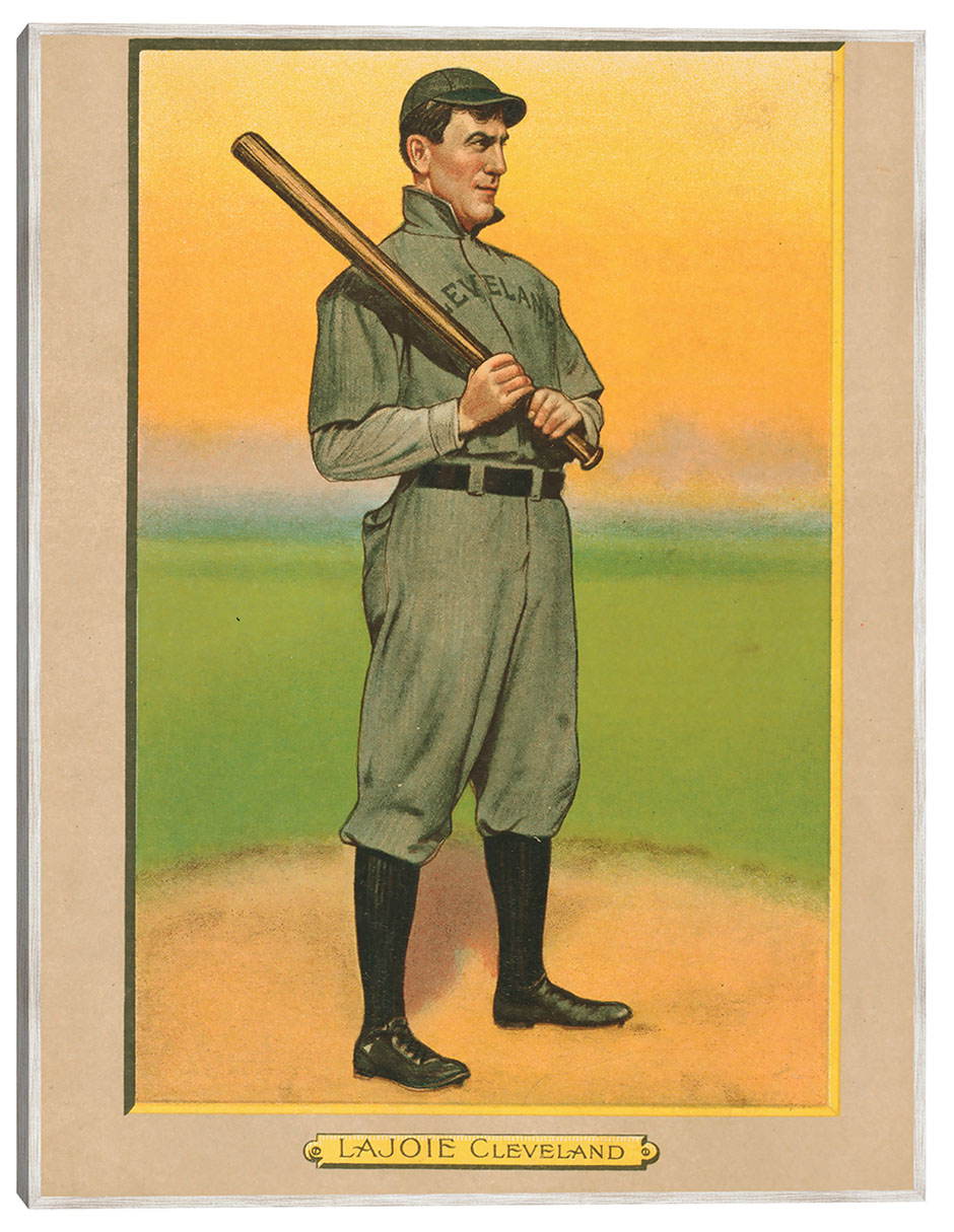 Cuadro decorativo Nap Lajoie, Cleveland Naps, Retrato de Tarjeta de Béisbol técnica mixta Deportes