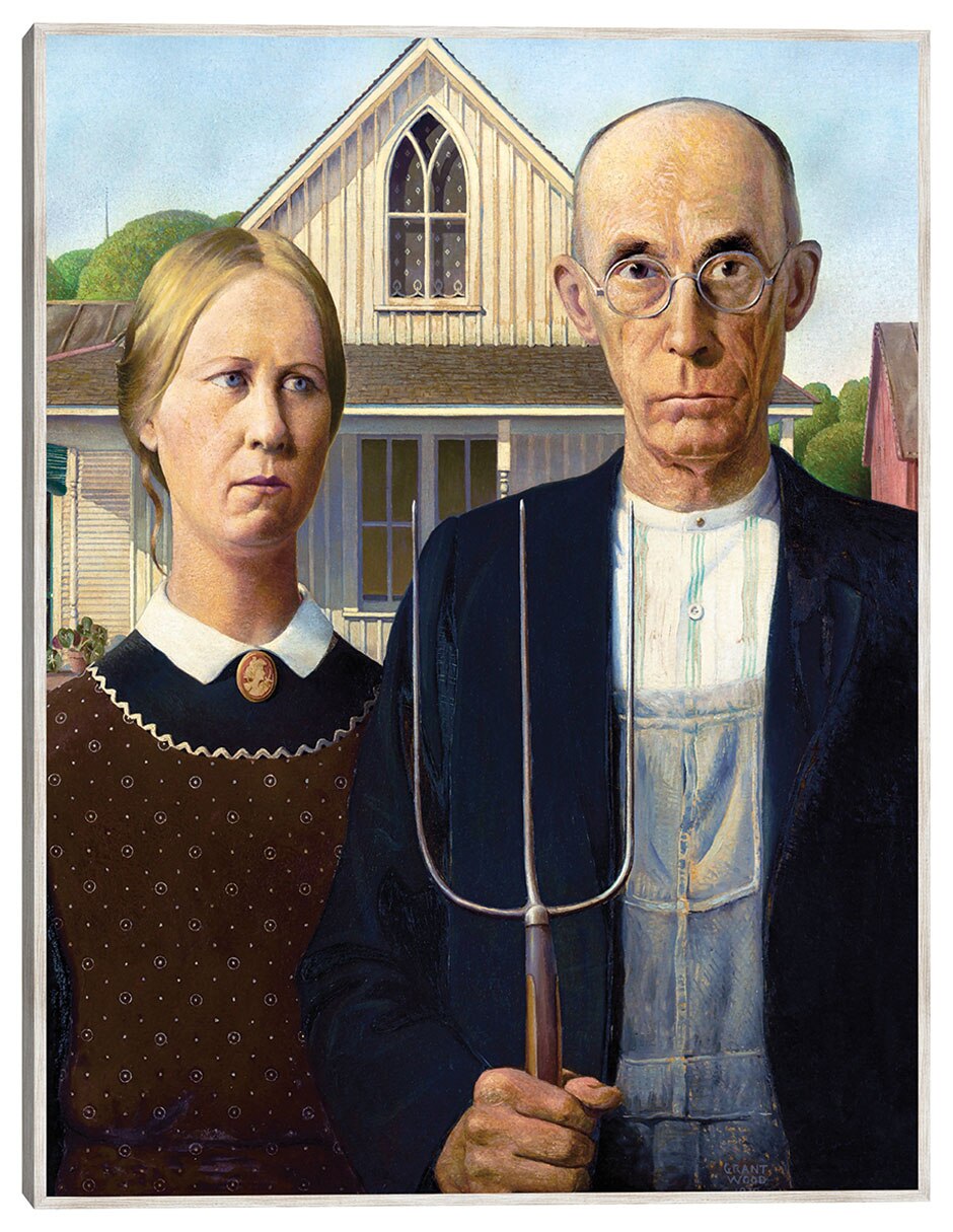 Cuadro decorativo Gótico Americano (1930) técnica mixta Gente Cuadro decorativo Gótico Americano (1930) técnica mixta Gente