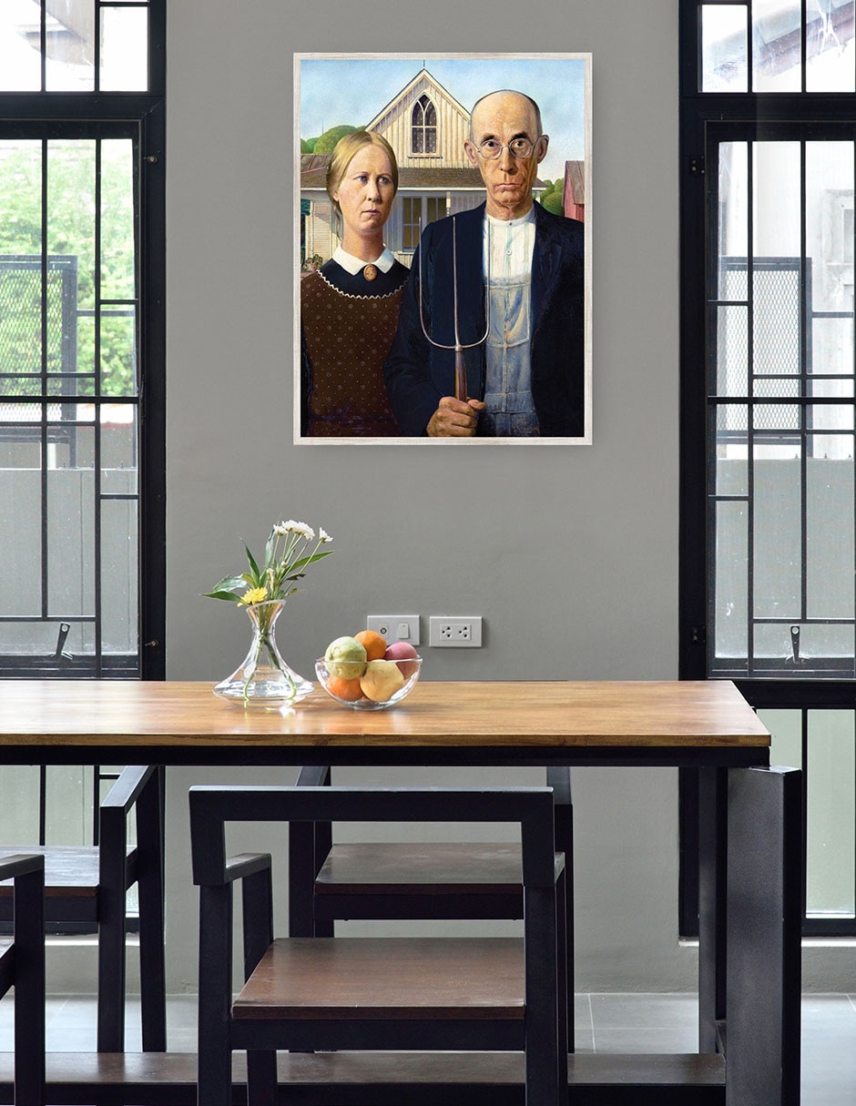 Cuadro decorativo Gótico Americano (1930) técnica mixta Gente 4
