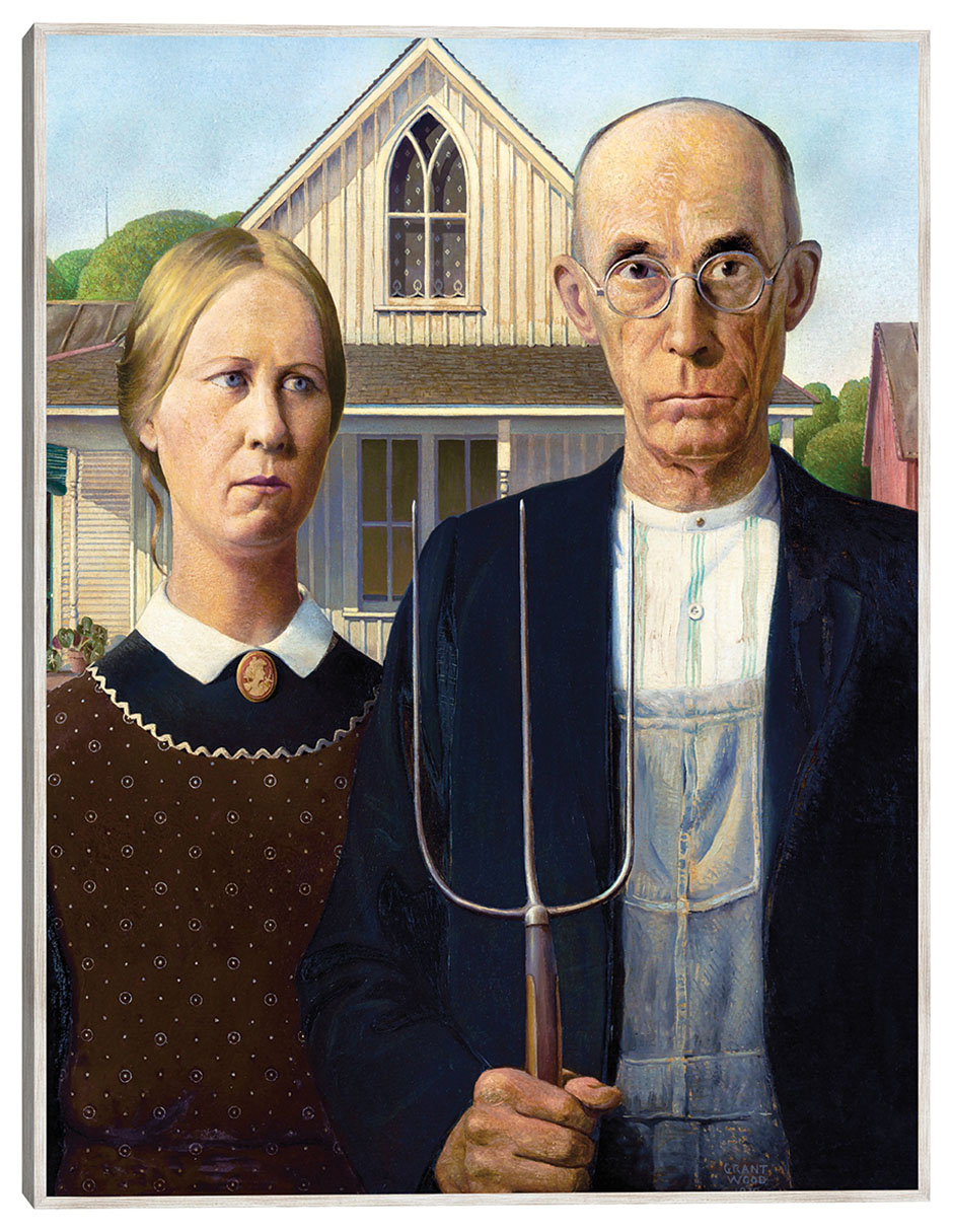 Cuadro decorativo Gótico Americano (1930) técnica mixta Gente Cuadro decorativo Gótico Americano (1930) técnica mixta Gente