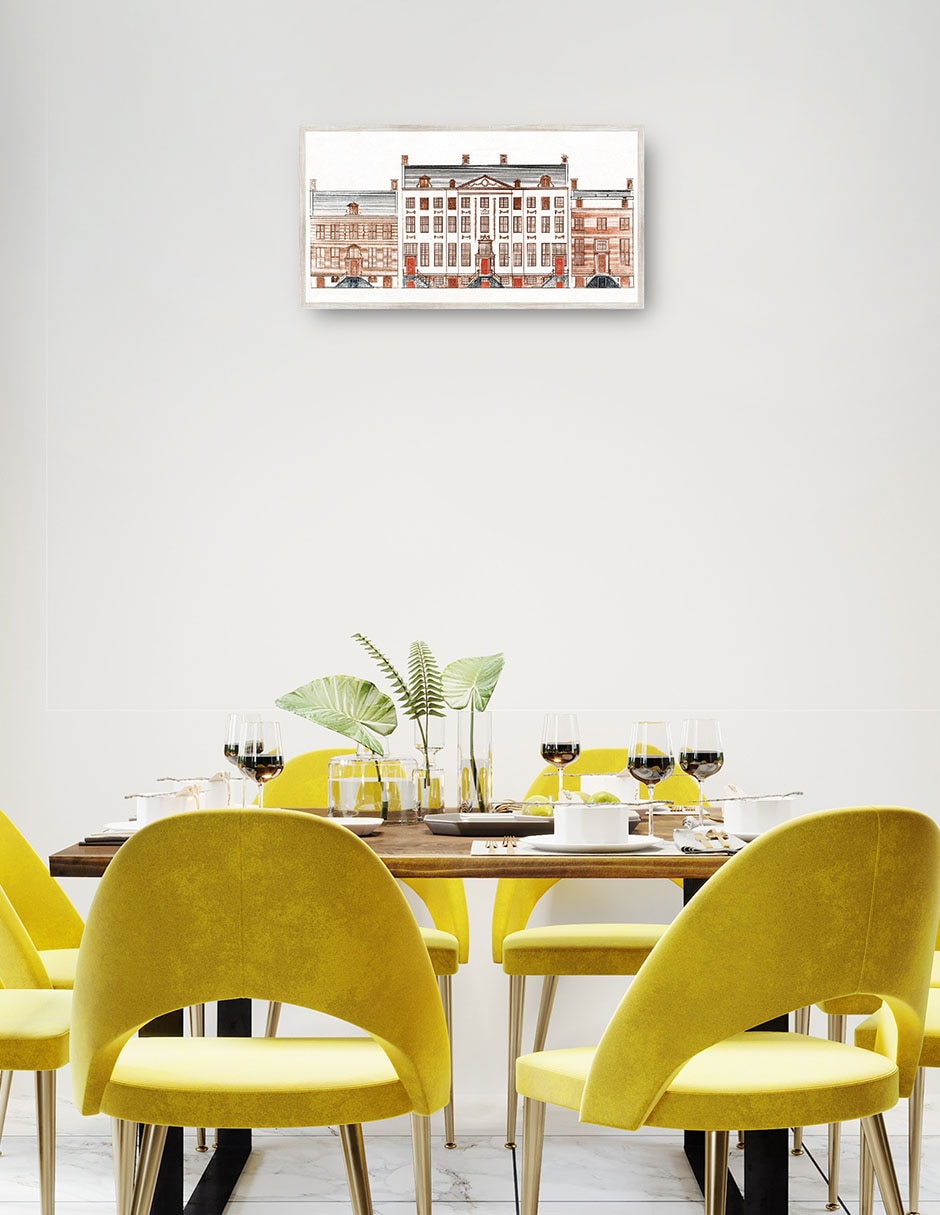 Cuadro decorativo Casas Del Canal de Amsterdam En El Herengracht 471-477 técnica mixta  Arquitectura 4