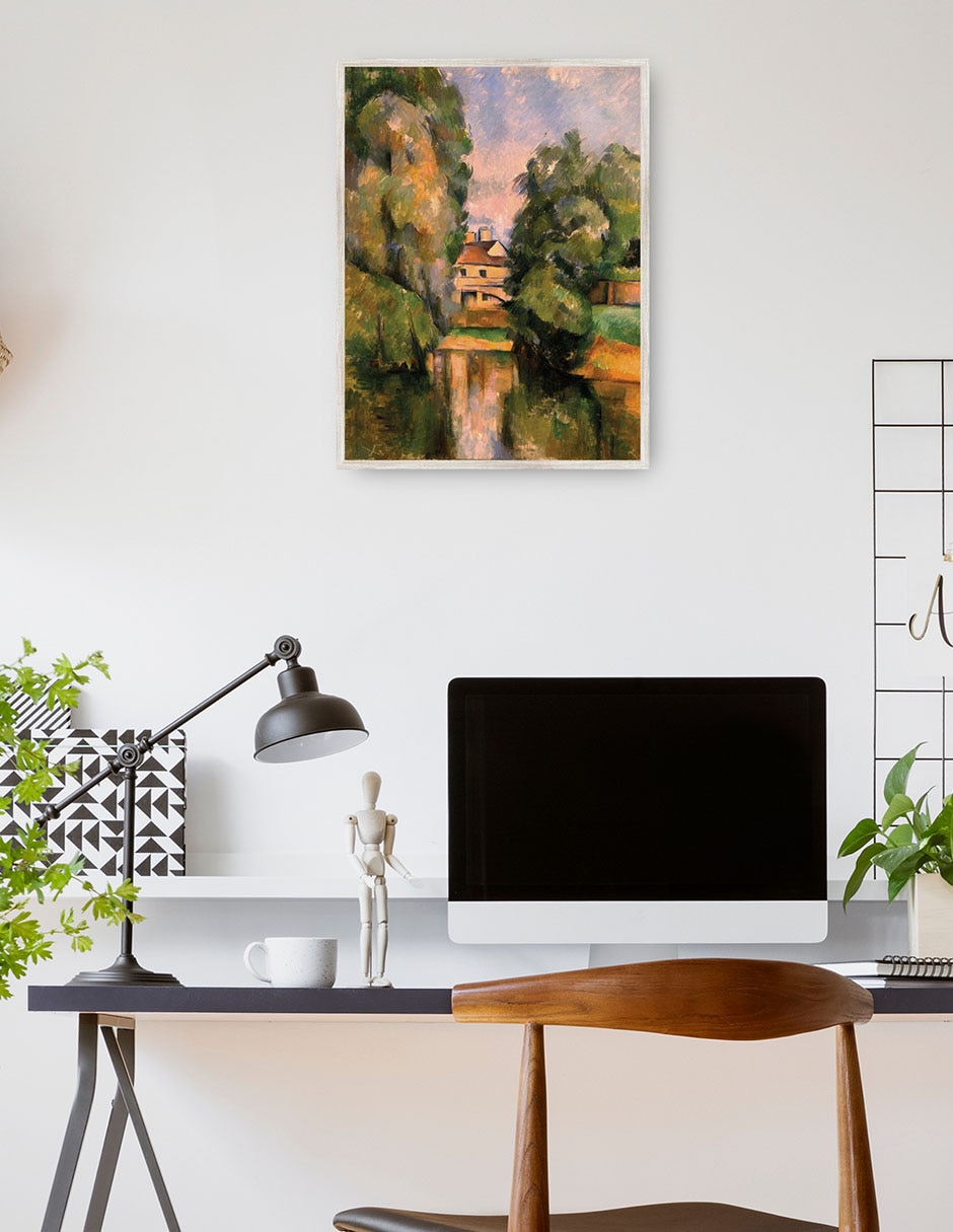 Cuadro decorativo Casa de Campo Junto A Un Río técnica mixta Campos 4