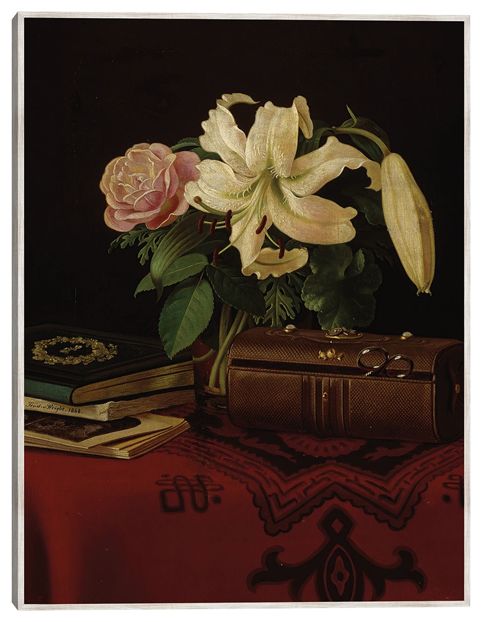 Cuadro decorativo Naturaleza Muerta Sobre La Mesa de Trabajo de Una Dama (1868) técnica mixta Ramos Cuadro decorativo Naturaleza Muerta Sobre La Mesa de Trabajo de Una Dama (1868) técnica mixta Ramos