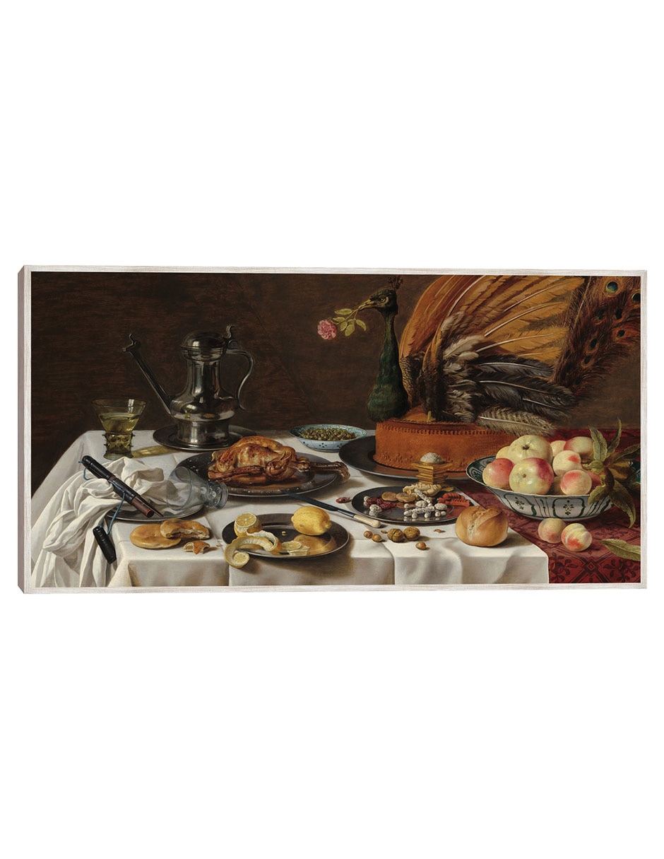 Cuadro decorativo Naturaleza Muerta Con Pastel de Pavo Real técnica mixta Cómida Cuadro decorativo Naturaleza Muerta Con Pastel de Pavo Real técnica mixta Cómida