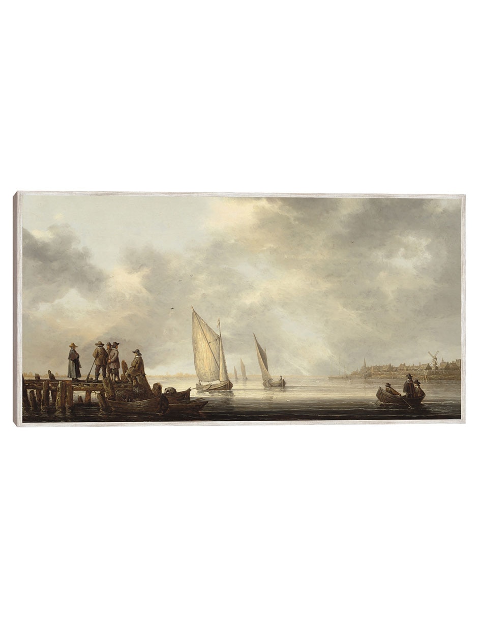 Cuadro decorativo Un Muelle Con Vistas A Dordrecht, Principios de La Década de 1640 técnica mixta Paisajes