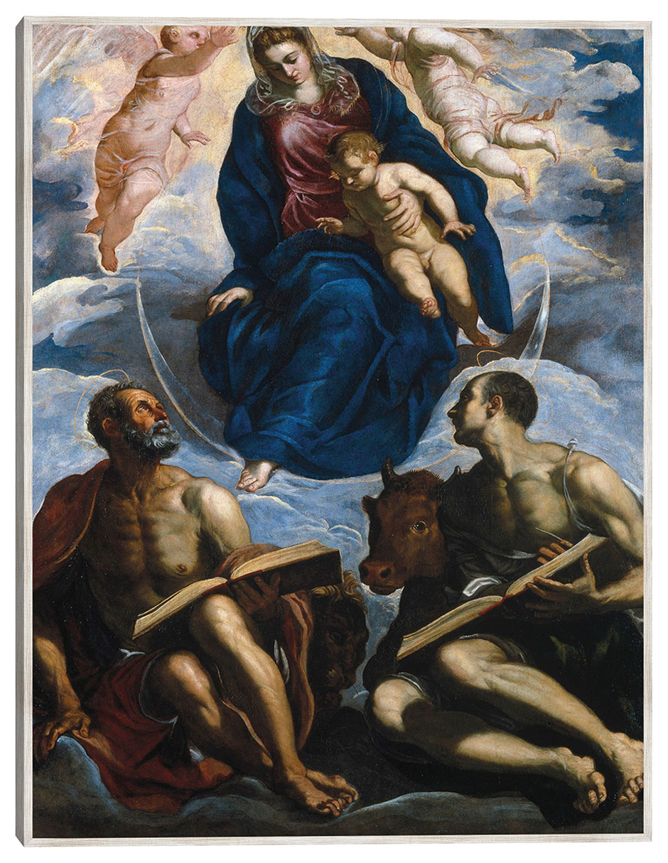 Cuadro decorativo María Con El Niño, Venerada Por San Marcos y San Lucas (Antes de 1570) técnica mixta Vírgenes