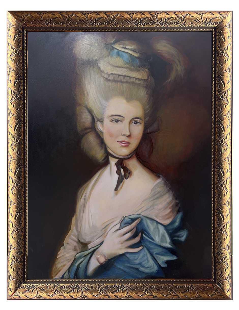Pintura Una Dama De Azul técnica óleo Tipo Vintage Pintura Una Dama De Azul técnica óleo Tipo Vintage