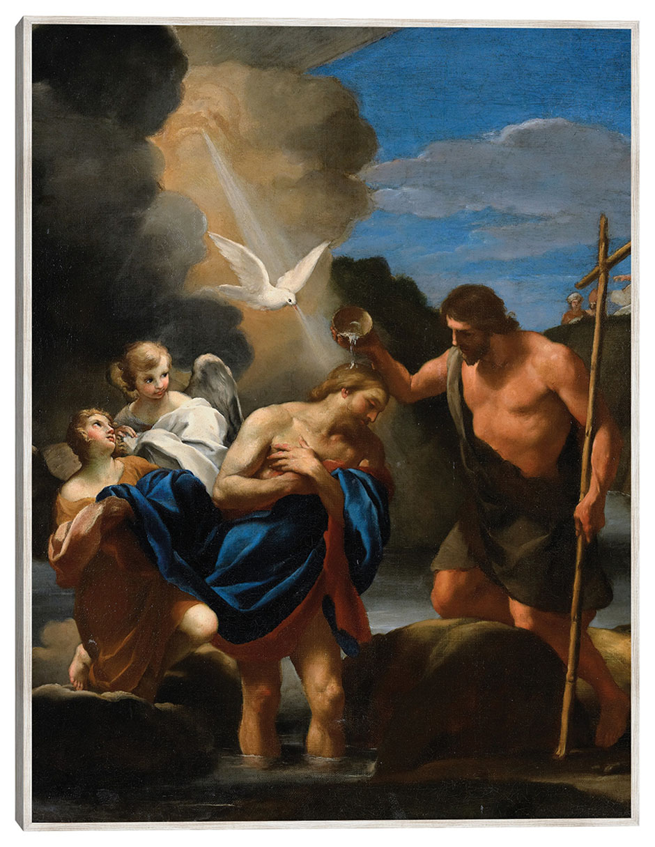 Cuadro decorativo El Bautismo De Cristo (Ca. 1650) técnica mixta Figuras Celestiales