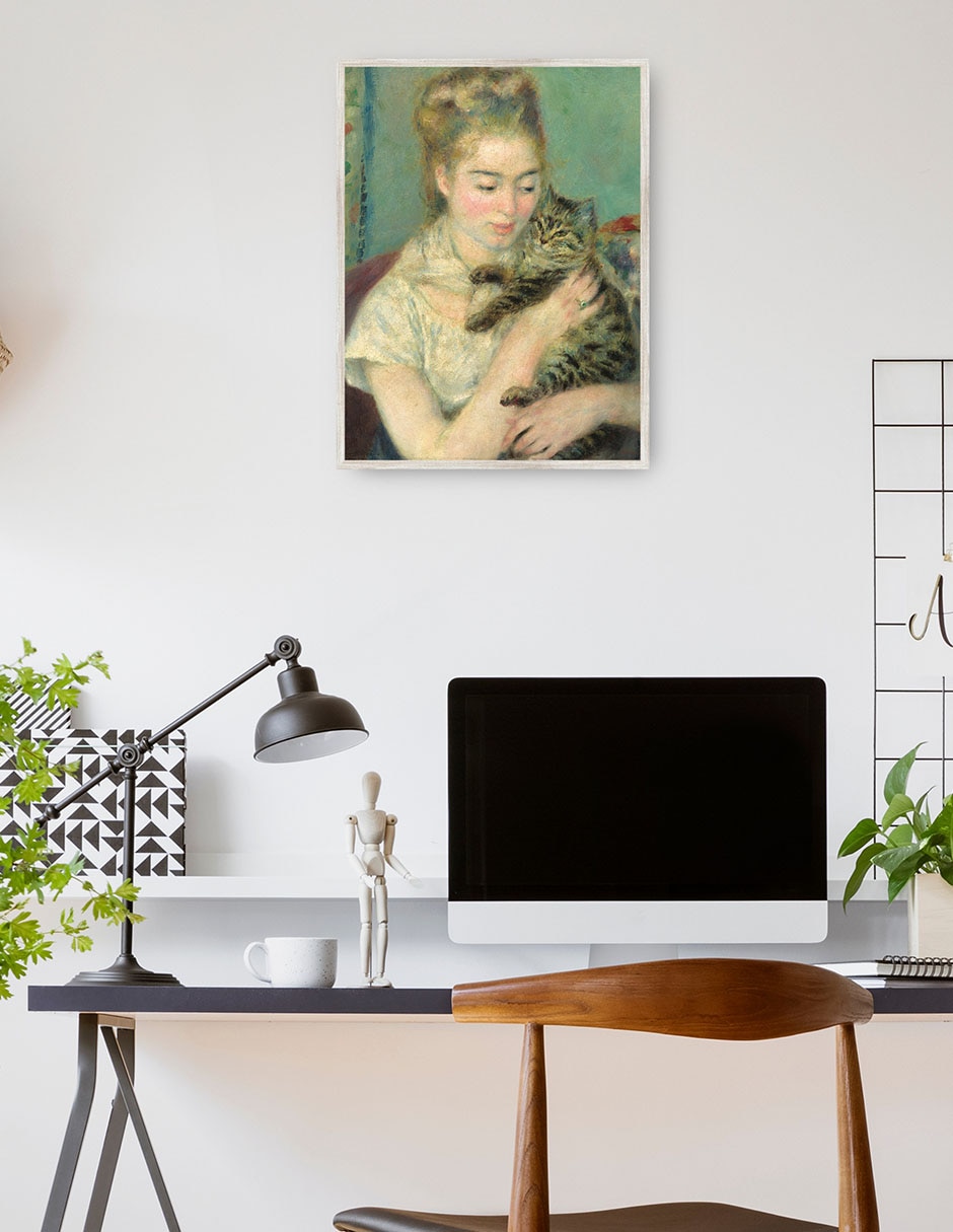 Cuadro decorativo Mujer Con Un Gato técnica mixta Retratos 4