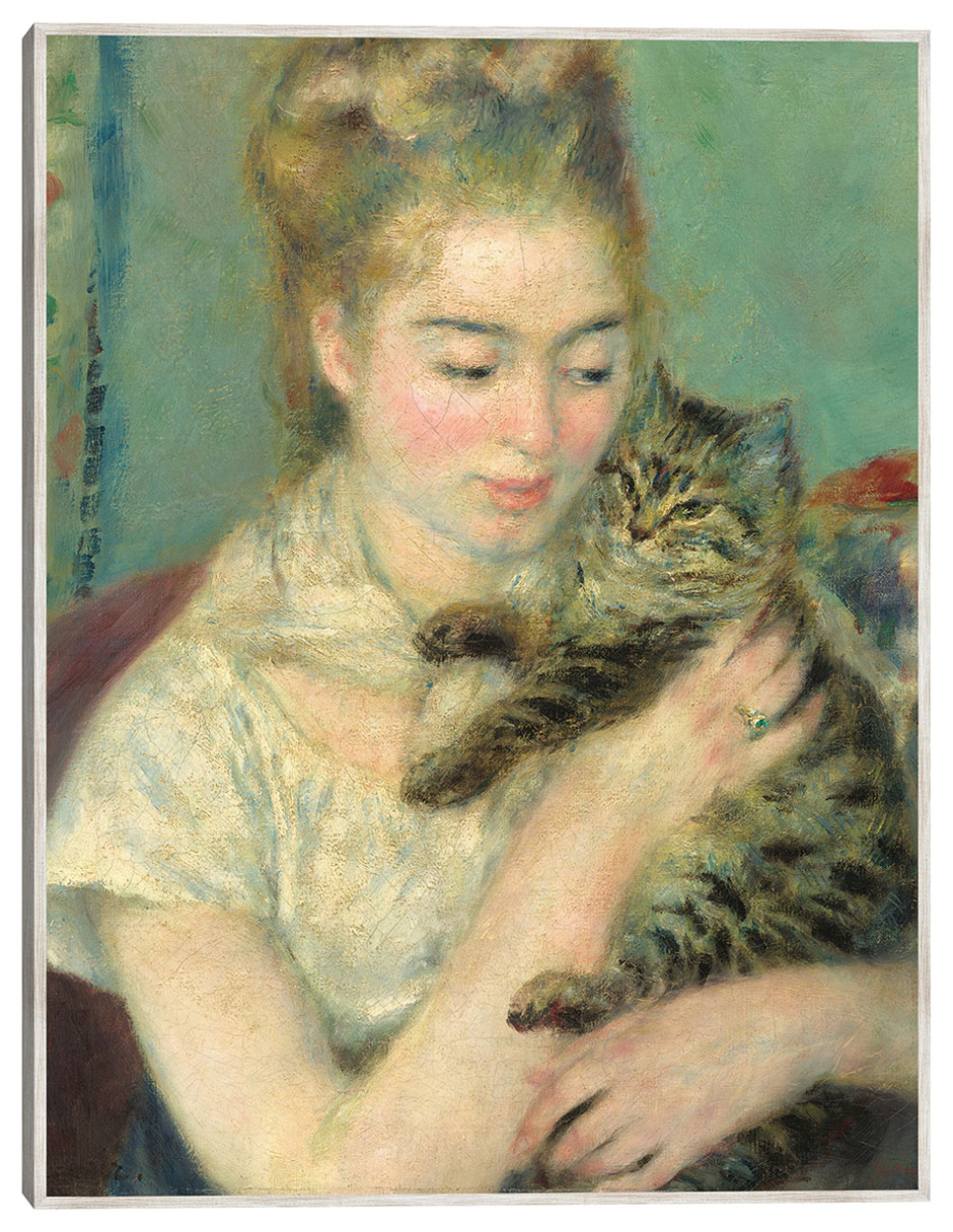 Cuadro decorativo Mujer Con Un Gato técnica mixta Retratos Cuadro decorativo Mujer Con Un Gato técnica mixta Retratos