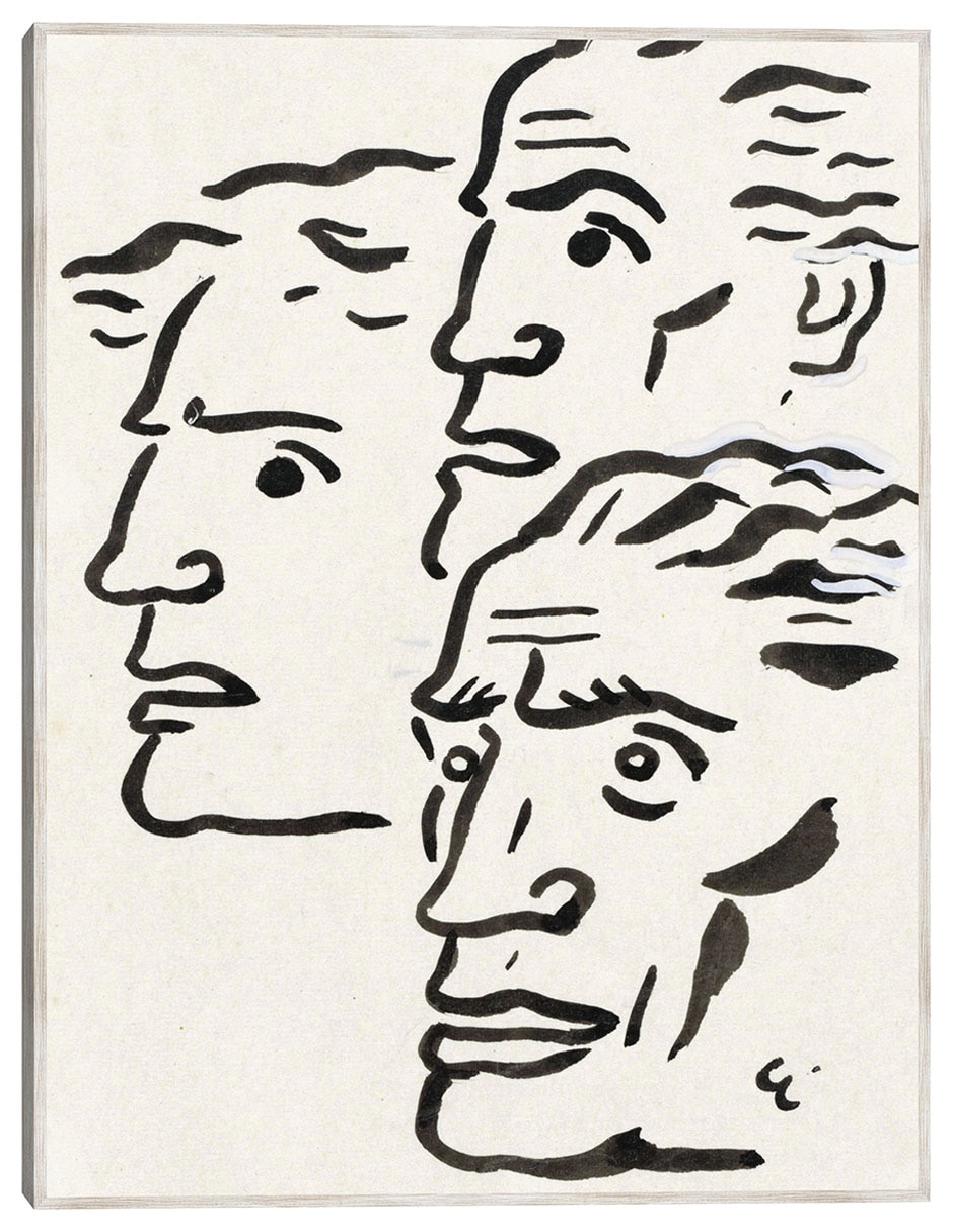 Cuadro decorativo Tres Cabezas De Hombres (1891) técnica mixta Bocetos Cuadro decorativo Tres Cabezas De Hombres (1891) técnica mixta Bocetos
