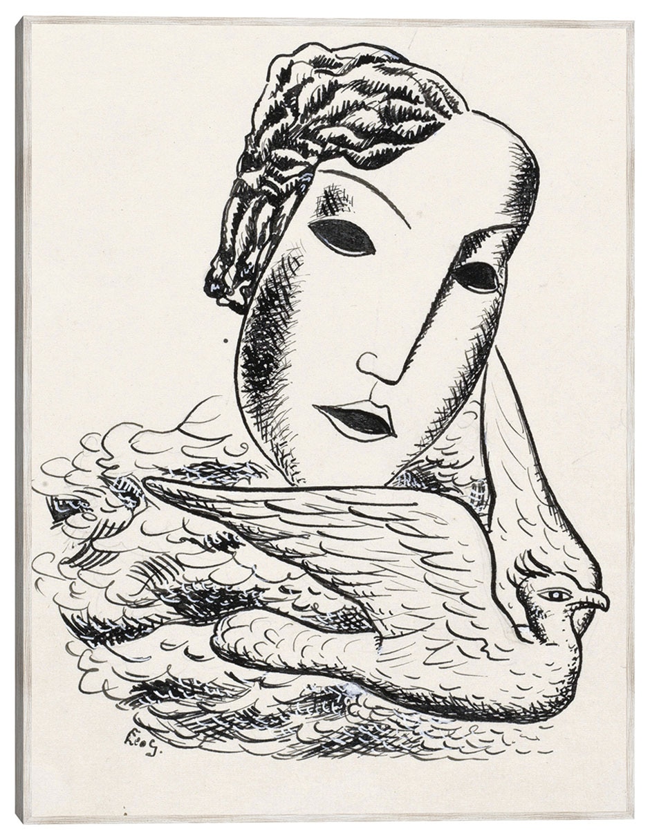 Cuadro decorativo Cabeza De Mujer Con Pájaro (1935) técnica mixta Bocetos Cuadro decorativo Cabeza De Mujer Con Pájaro (1935) técnica mixta Bocetos