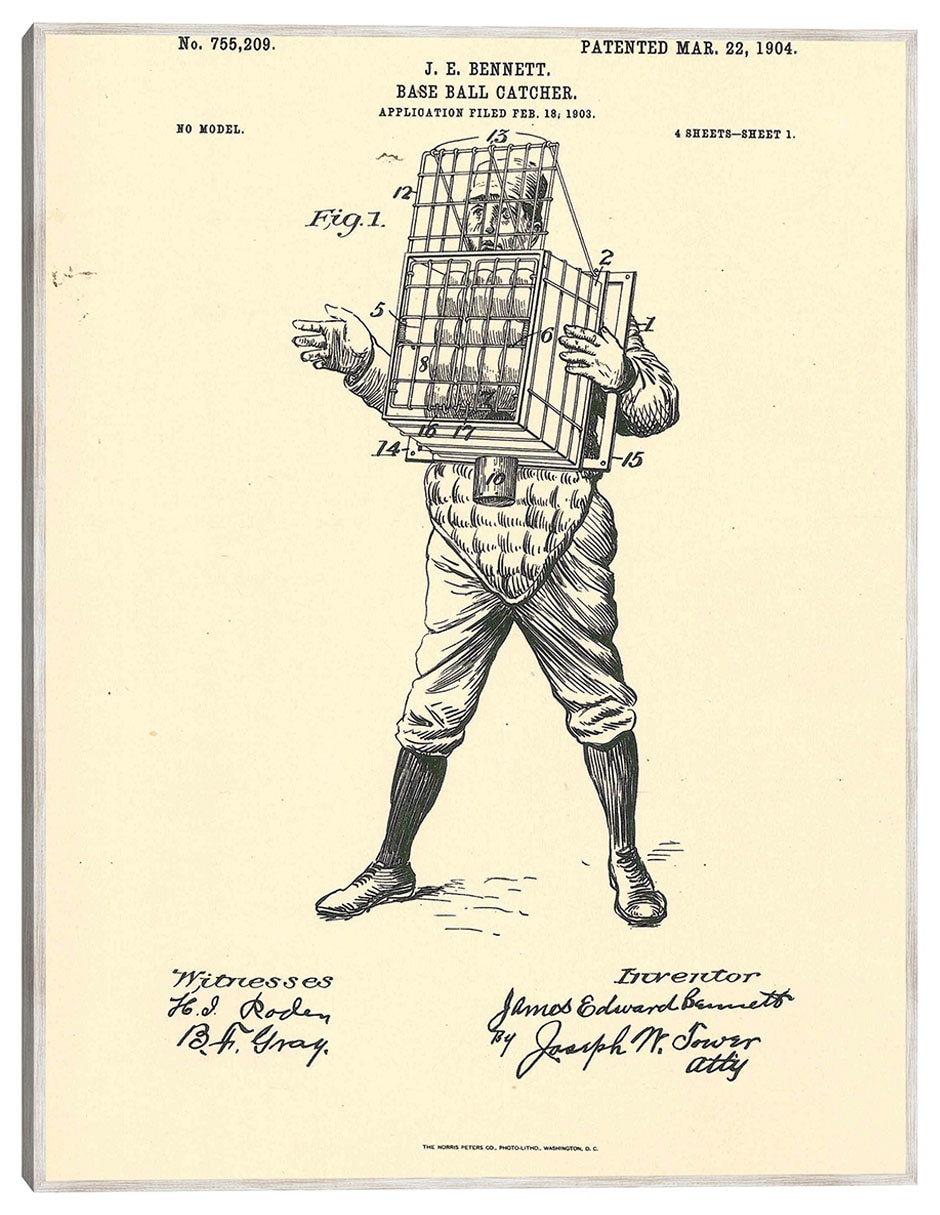 Cuadro decorativo Patente De Receptor De Béisbol, 22 De Marzo De 1904 técnica mixta Planos