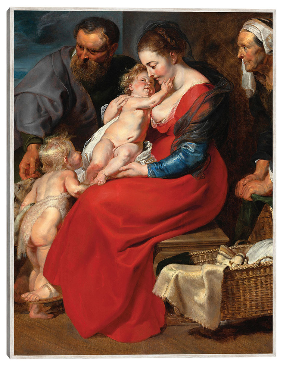Cuadro decorativo La Sagrada Familia Con Los Santos Isabel y Juan Bautista (1615) técnica mixta Figuras Celestiales