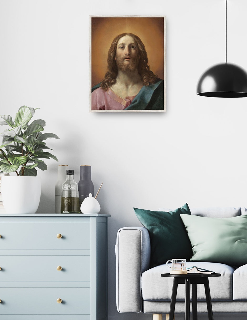 Cuadro decorativo Busto De Cristo (Salvator Mundi) técnica mixta Figuras Celestiales 4