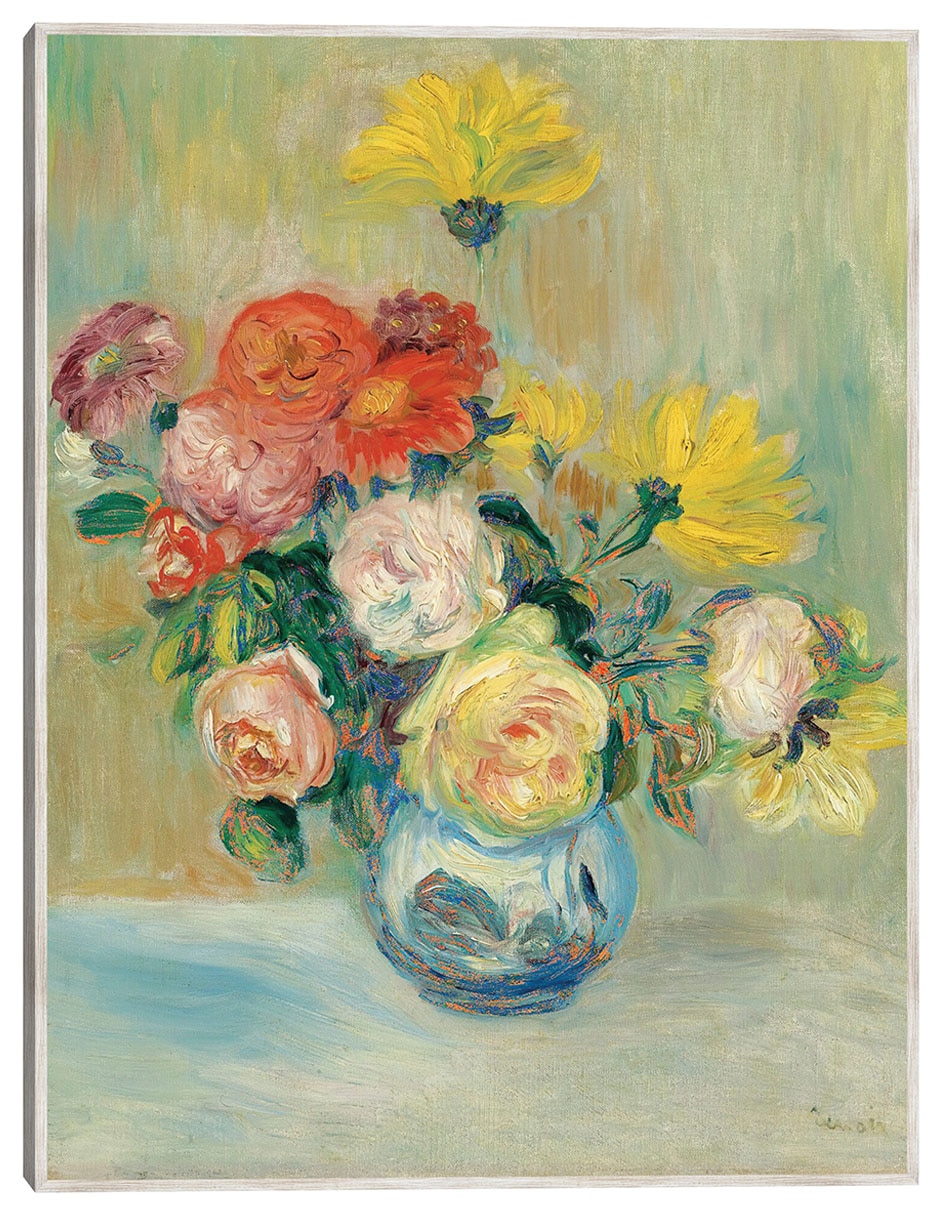 Cuadro decorativo Jarrón De Rosas y Dalias técnica mixta Floreros Cuadro decorativo Jarrón De Rosas y Dalias técnica mixta Floreros