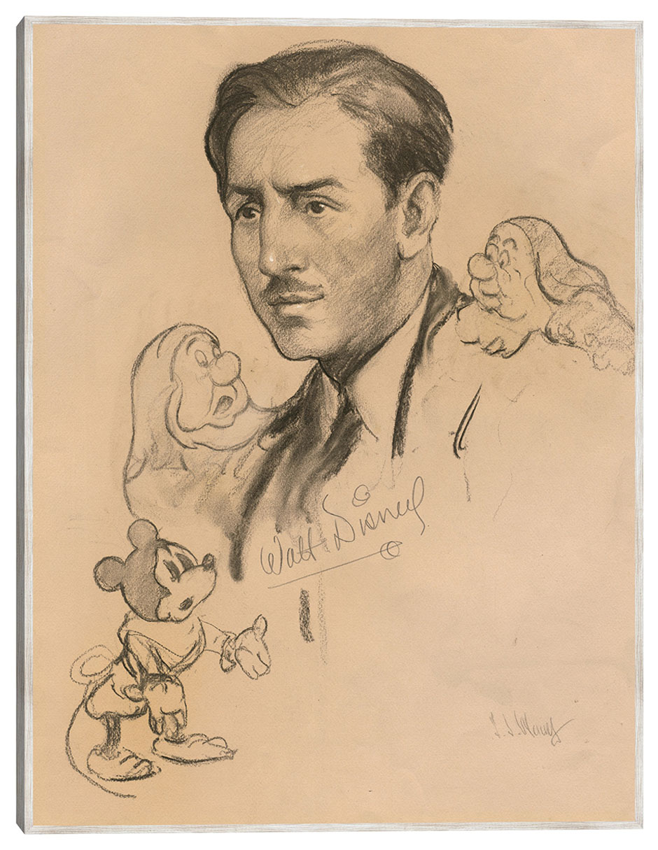 Cuadro decorativo Walt Disney (1938) técnica mixta Retratos Cuadro decorativo Walt Disney (1938) técnica mixta Retratos