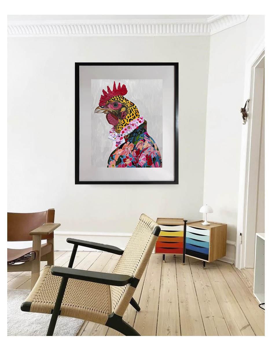 Pintura El Gallo Alegre técnica acrílico Pintado A Mano 3