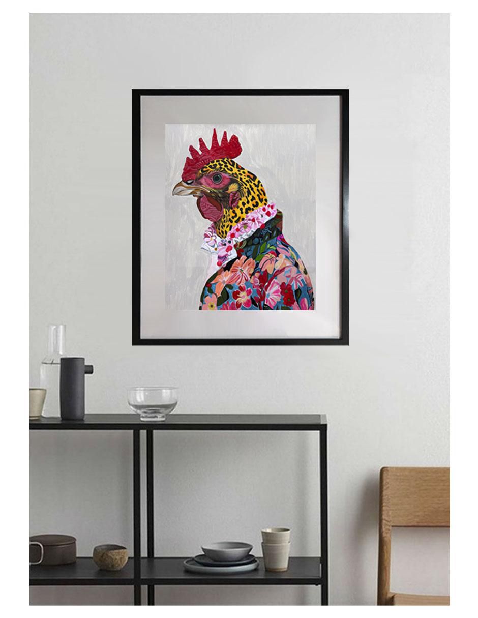 Pintura El Gallo Alegre técnica acrílico Pintado A Mano 4