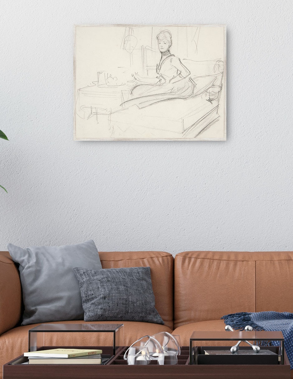 Cuadro decorativo Señora En La Mesa De Té técnica mixta Bocetos 4