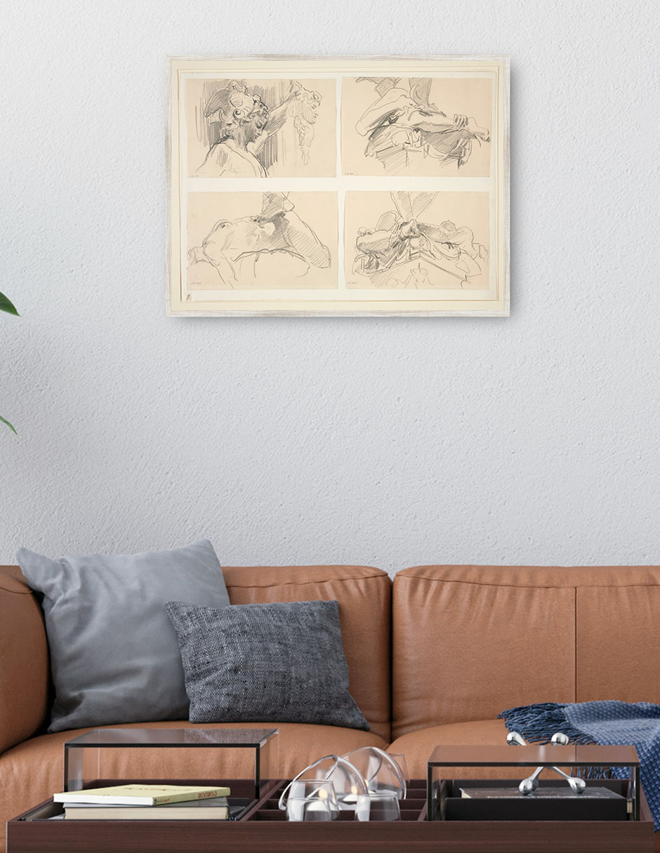Cuadro decorativo Estudios De Perseo y Medusa De Cellini técnica mixta Bocetos 4