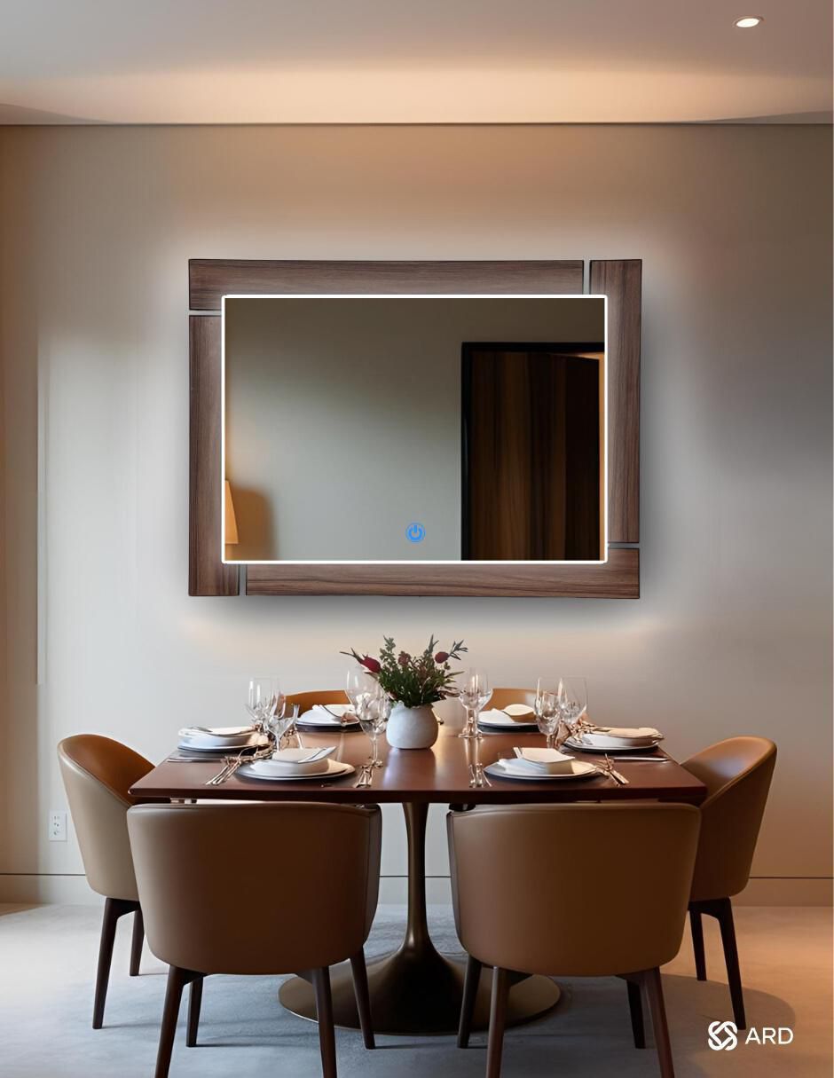 Espejo rectangular decorativo de pared con luz led luminous oak 6