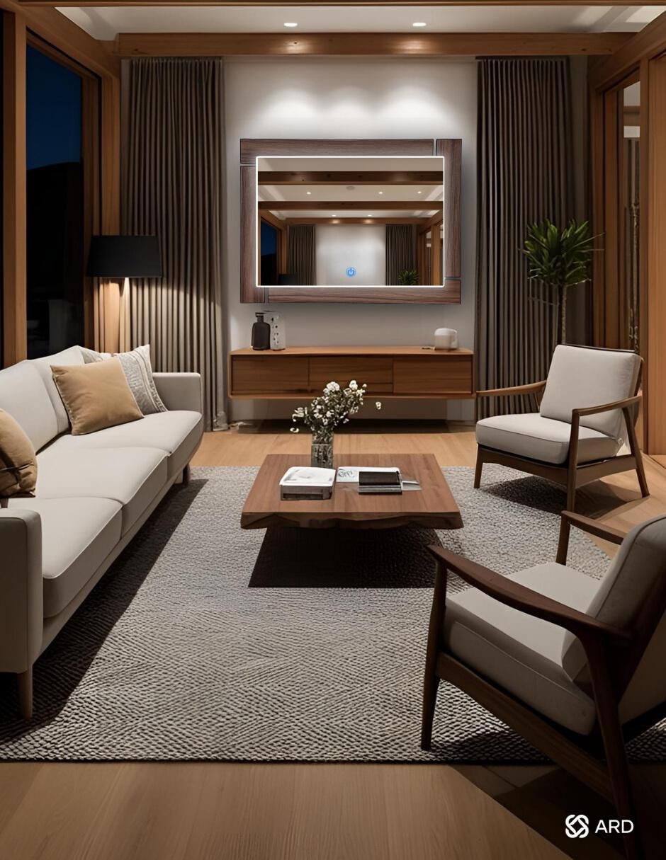 Espejo rectangular decorativo de pared con luz led luminous oak