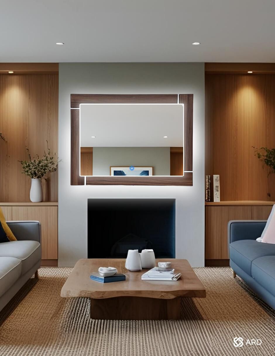 Espejo rectangular decorativo de pared con luz led luminous oak 7
