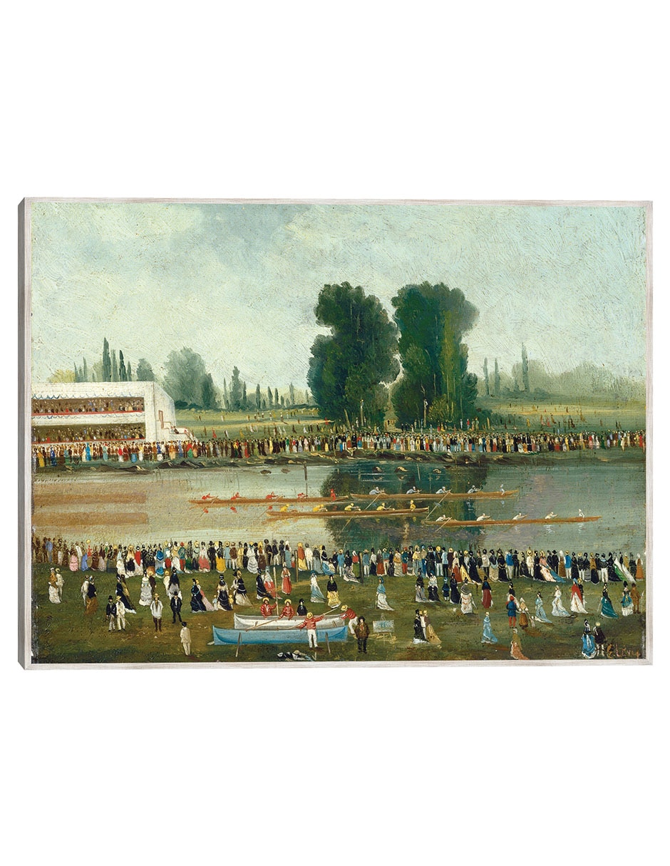 Cuadro decorativo Escena de Remo: Multitudes Observando Desde Las Orillas Del Río técnica mixta Lagos Cuadro decorativo Escena de Remo: Multitudes Observando Desde Las Orillas Del Río técnica mixta Lagos