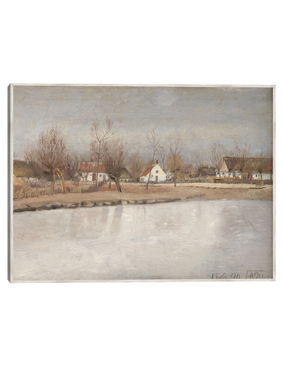 Cuadro decorativo El Estanque Del Pueblo En Ring, Zelanda (1890) técnica mixta Lagos
