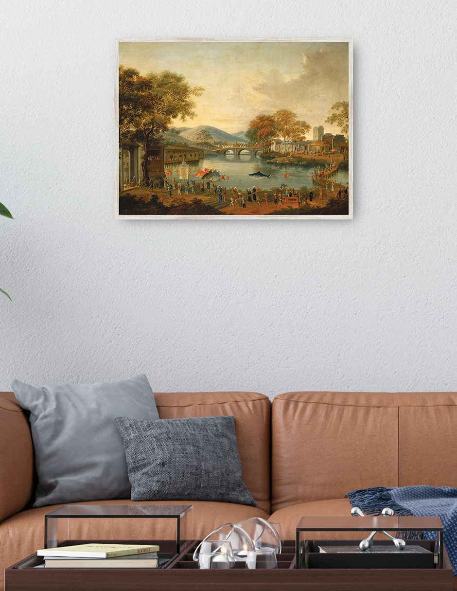 Cuadro decorativo Procesión Junto a Un Lago, Siglo Xix técnica mixta Lagos 4