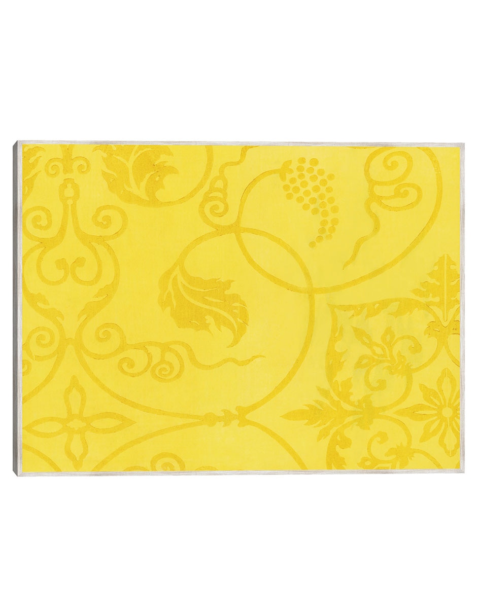 Cuadro decorativo grabado en madera Original Vintage Japonés -Amarillo técnica mixta Formas