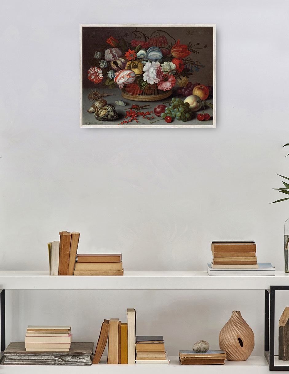 Cuadro decorativo Cesta de Flores técnica mixta Obras 4