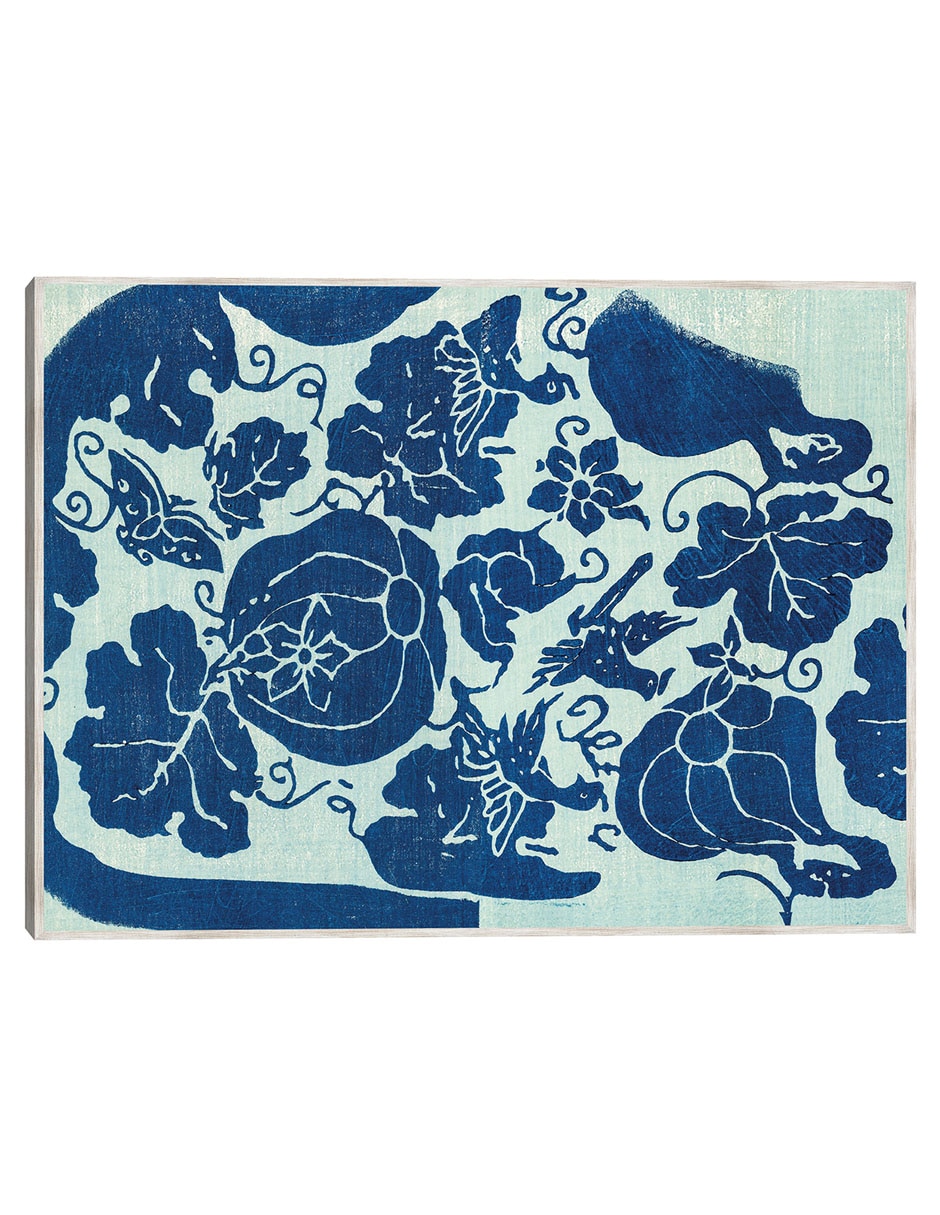 Cuadro decorativo grabado en madera Original Vintage Japonés -Azul técnica mixta Formas Cuadro decorativo grabado en madera Original Vintage Japonés -Azul técnica mixta Formas