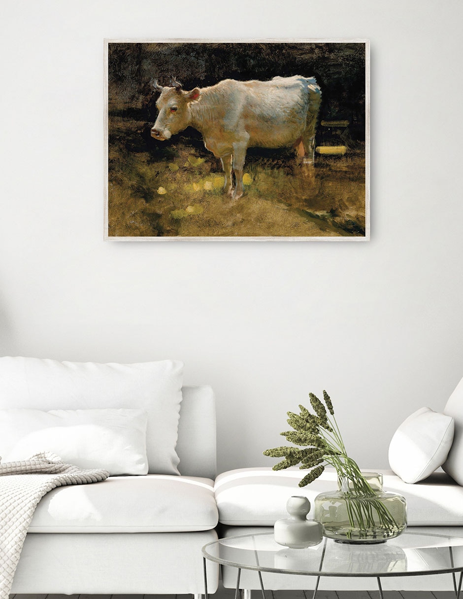 Cuadro decorativo Estudio de una vaca en un prado técnica mixta 4