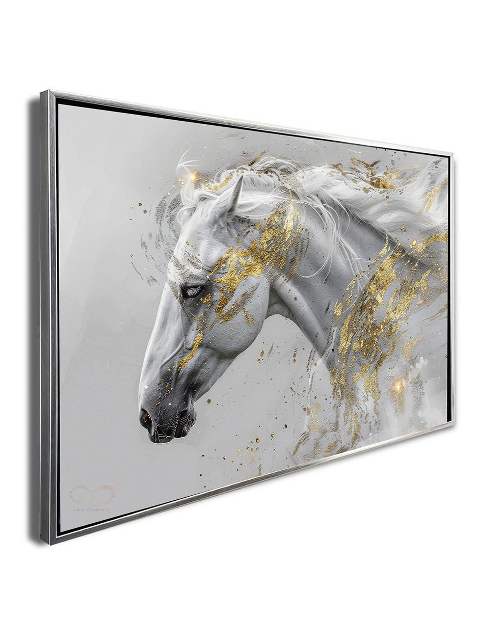 Pintura Caballo Blanco técnica impresión con óleo