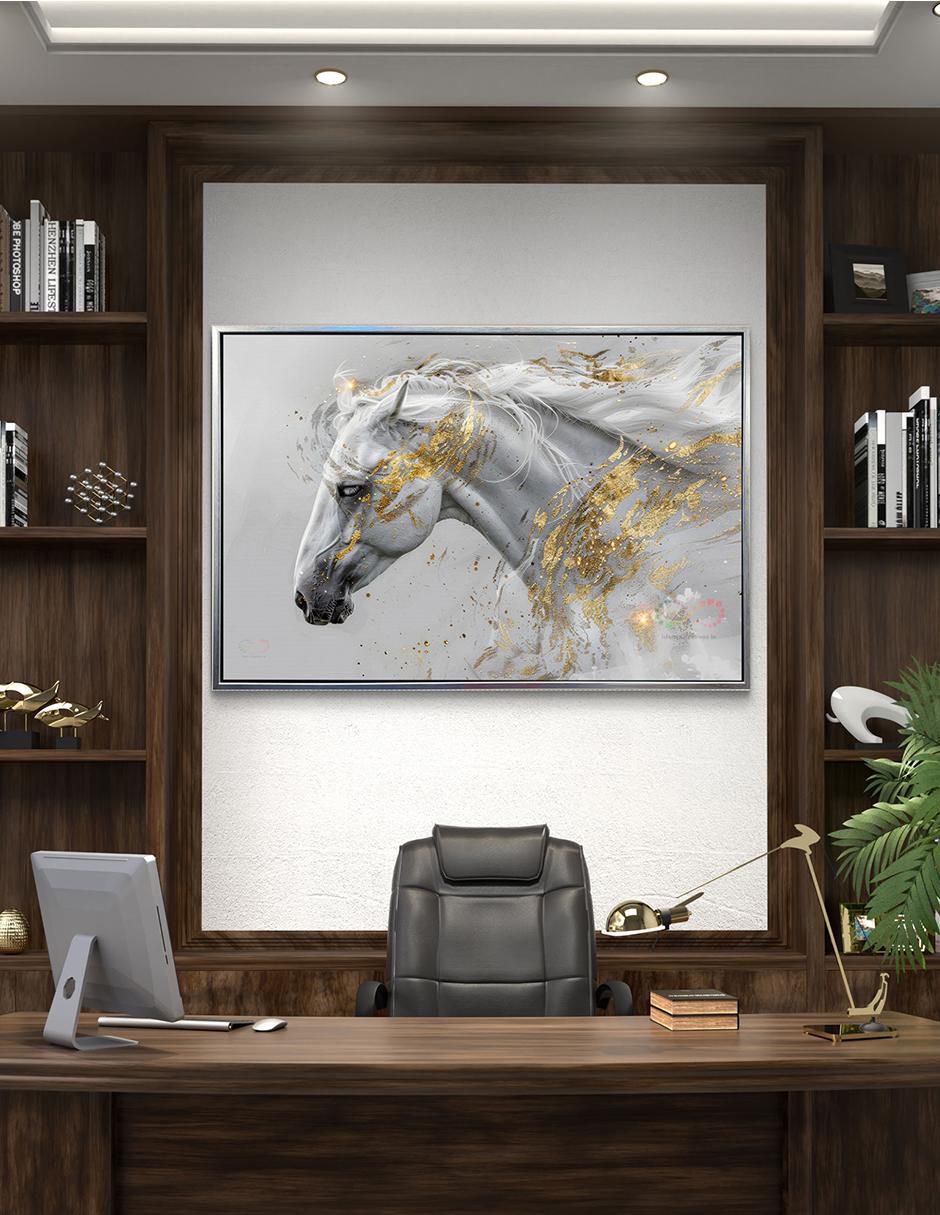 Pintura Caballo Blanco técnica impresión con óleo 2