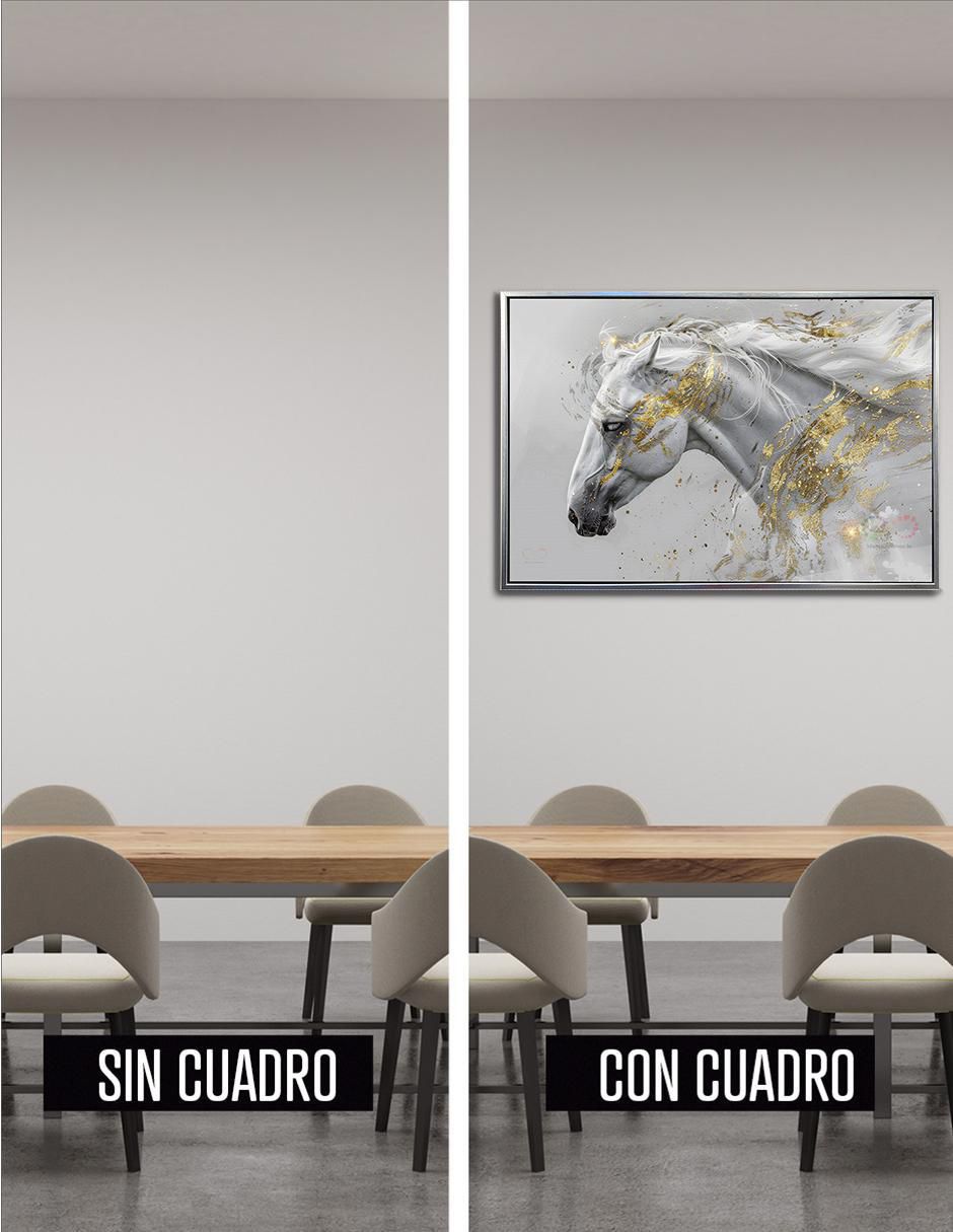 Pintura Caballo Blanco técnica impresión con óleo 3
