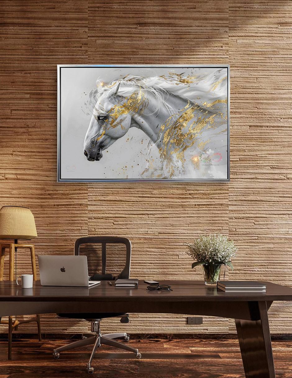 Pintura Caballo Blanco técnica impresión con óleo 7