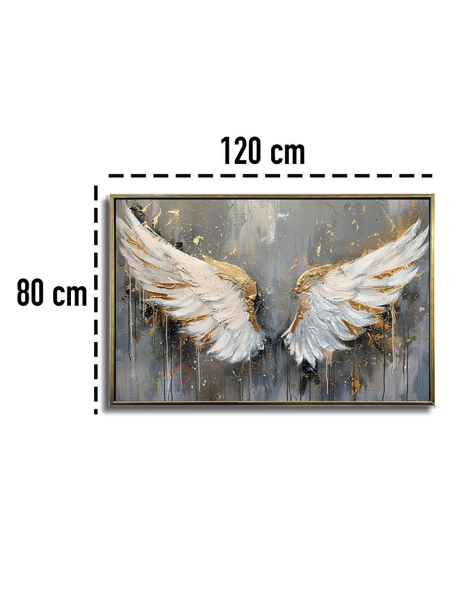 Cuadro decorativo Alas De Angel Guarda Canvas Textura Oleo Detalle Polvo Oro Calidad Premium 120 X 80 Cm técnica polioleo Ideas Creativas In 8