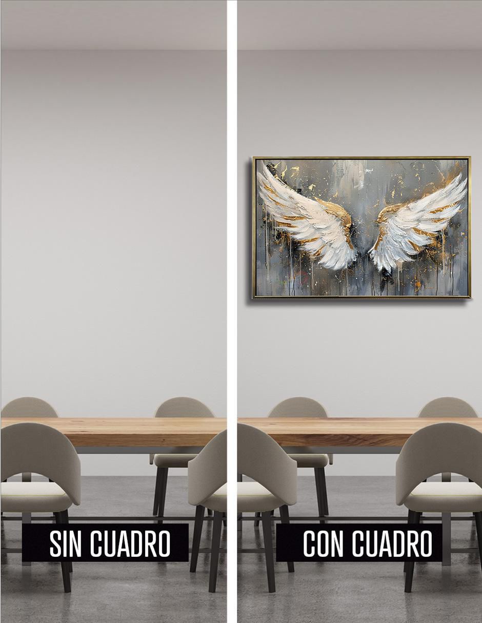 Cuadro decorativo Alas De Angel Guarda Canvas Textura Oleo Detalle Polvo Oro Calidad Premium 120 X 80 Cm técnica polioleo Ideas Creativas In 4