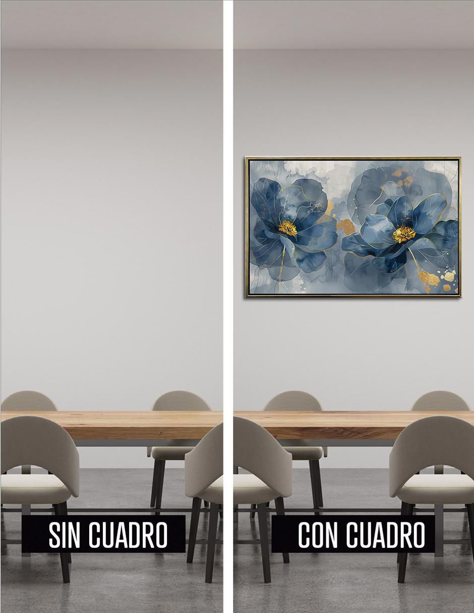 Cuadro decorativo Flores Amapola Azul Turquesa Canvas Textura Oleo Detalle Polvo Oro Calidad Premium 120 X 80 Cm técnica polioleo Ideas Creativas In Premium 2