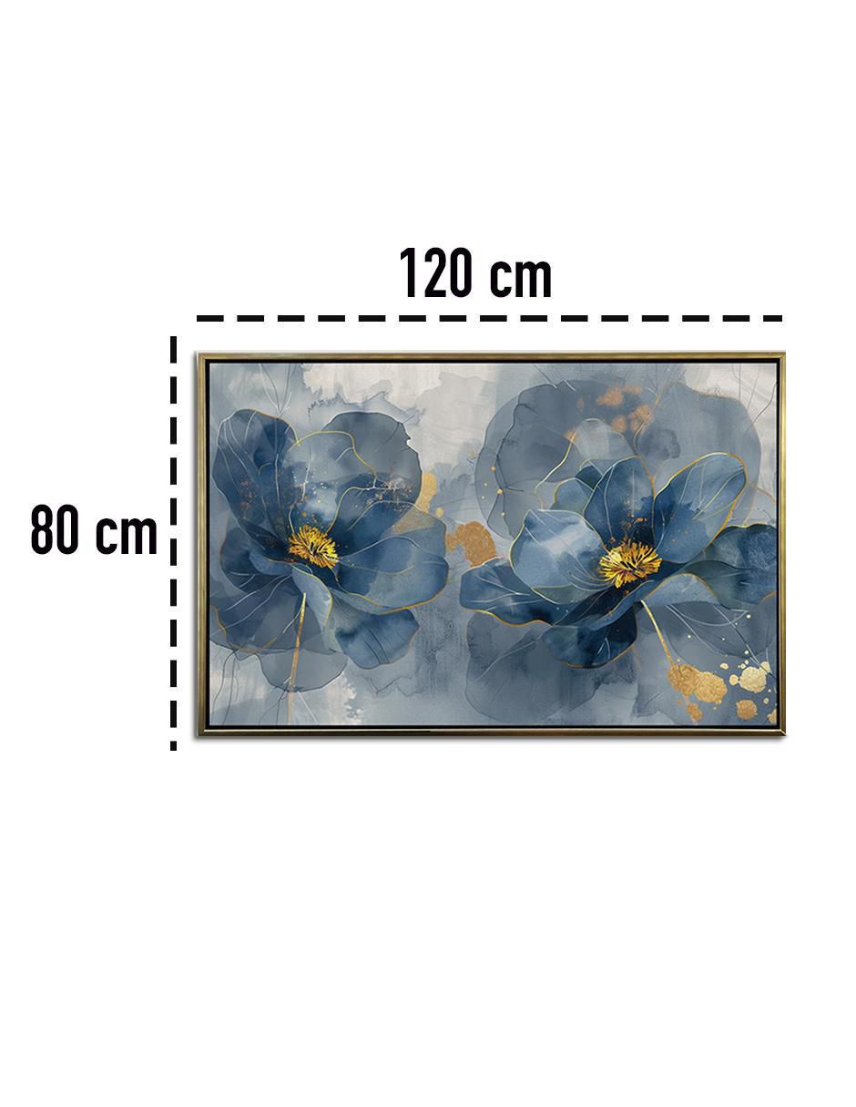 Cuadro decorativo Flores Amapola Azul Turquesa Canvas Textura Oleo Detalle Polvo Oro Calidad Premium 120 X 80 Cm técnica polioleo Ideas Creativas In Premium 8